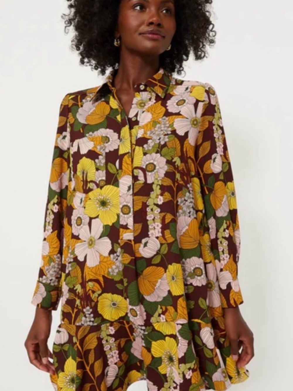 Tuckernuck Floral Mini Dress in Burgundy, Mustard & Pink